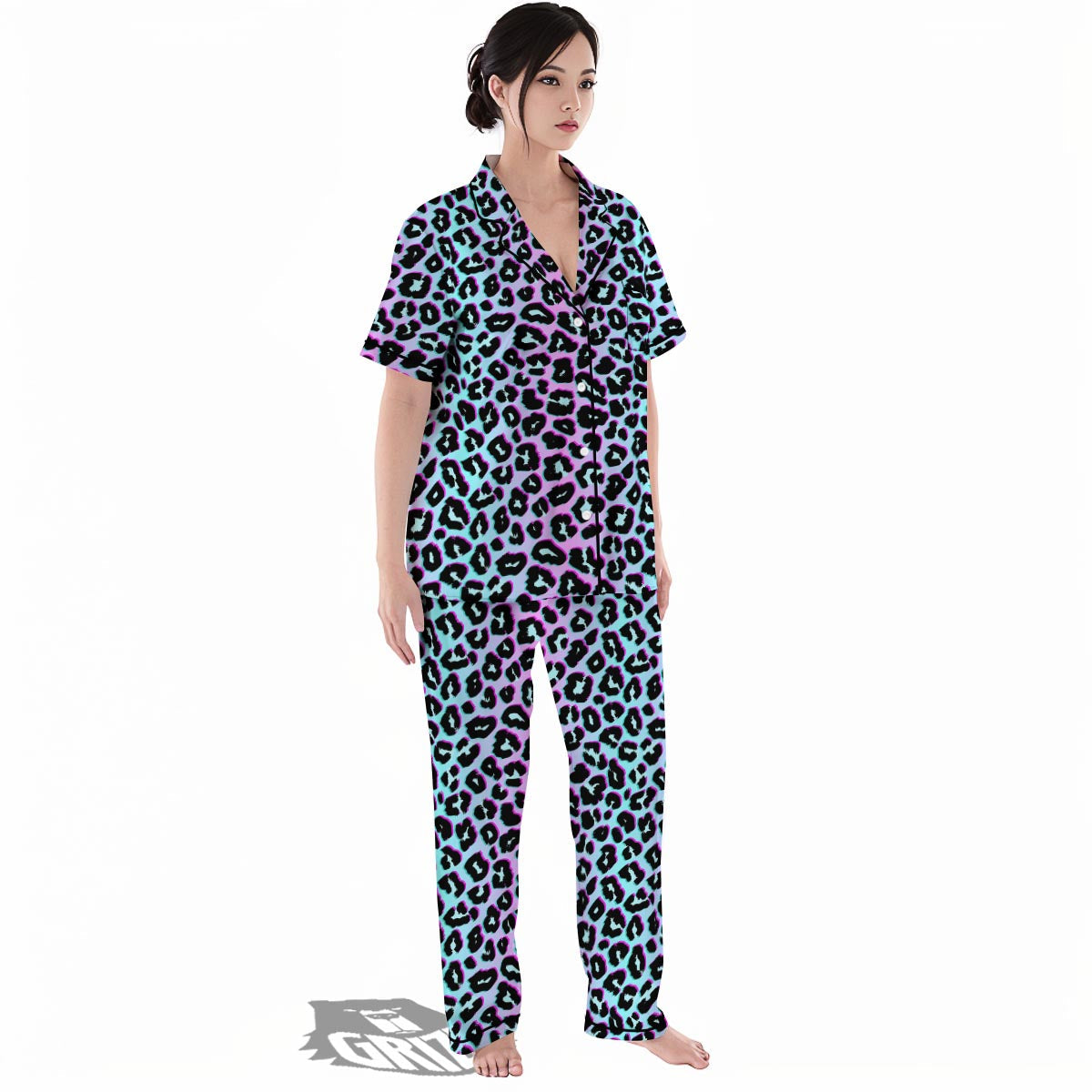 Leopard Trippy Psychedelic Print Pattern Women's Pajamas Set-grizzshop
