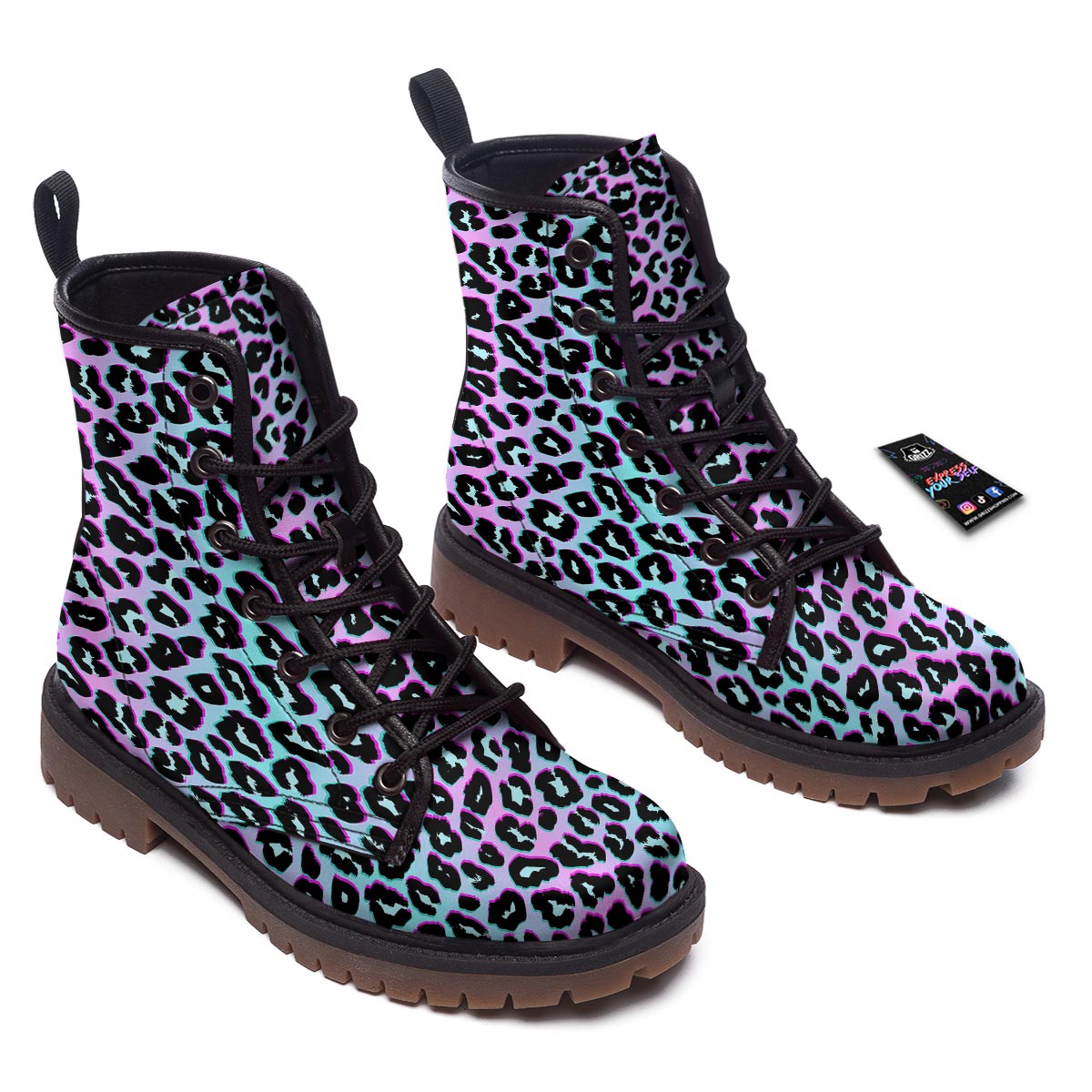 Leopard Trippy Psychedelic Print Pattern Work Boots-grizzshop