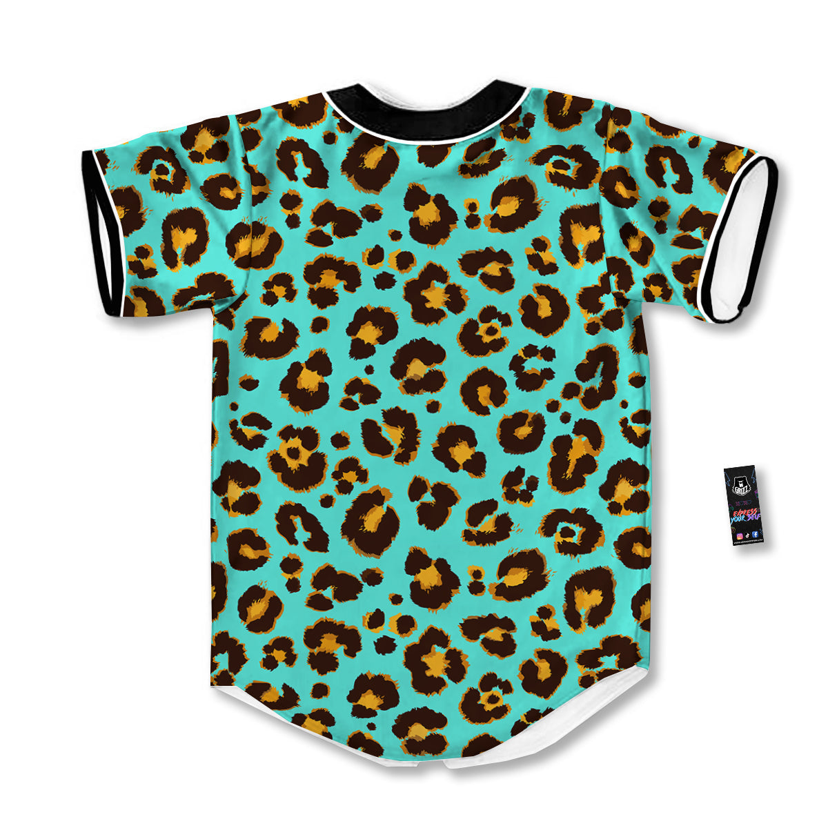 Leopard Turquoise Print Pattern Baseball Jersey-grizzshop