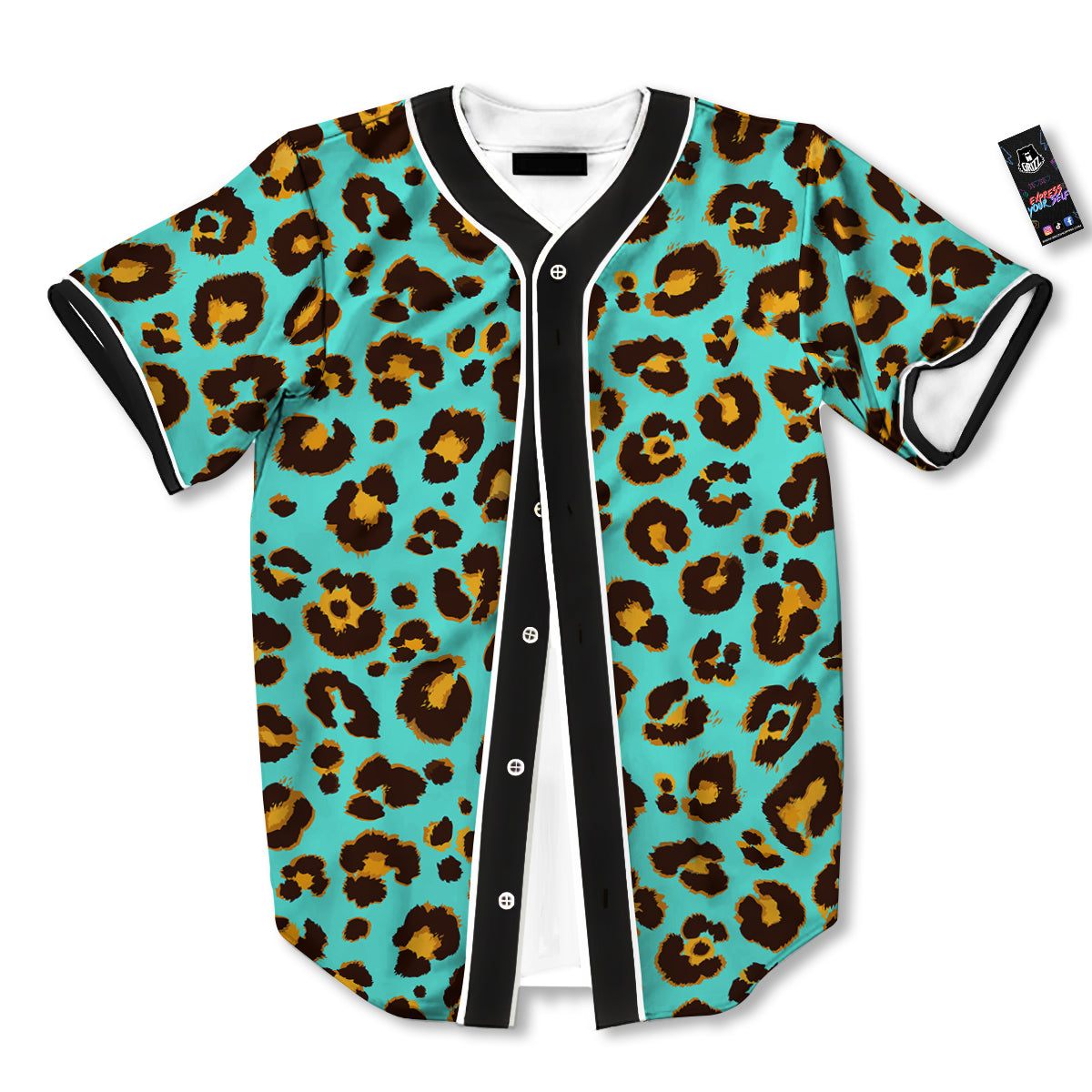 Leopard Turquoise Print Pattern Baseball Jersey-grizzshop