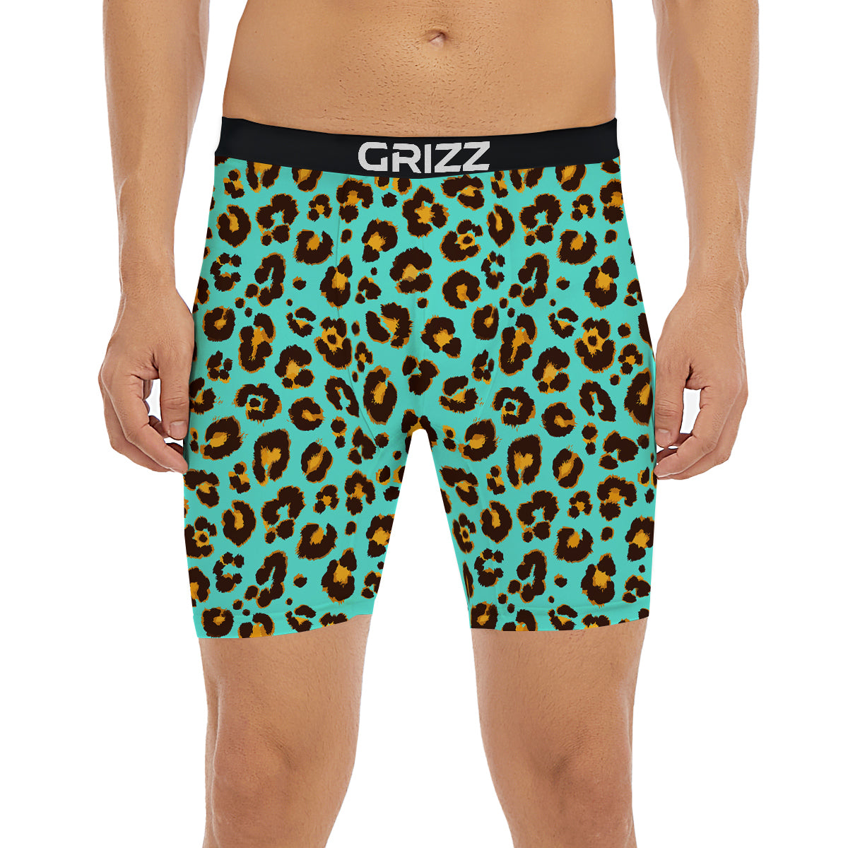 Leopard Turquoise Print Pattern Boxer Briefs-grizzshop