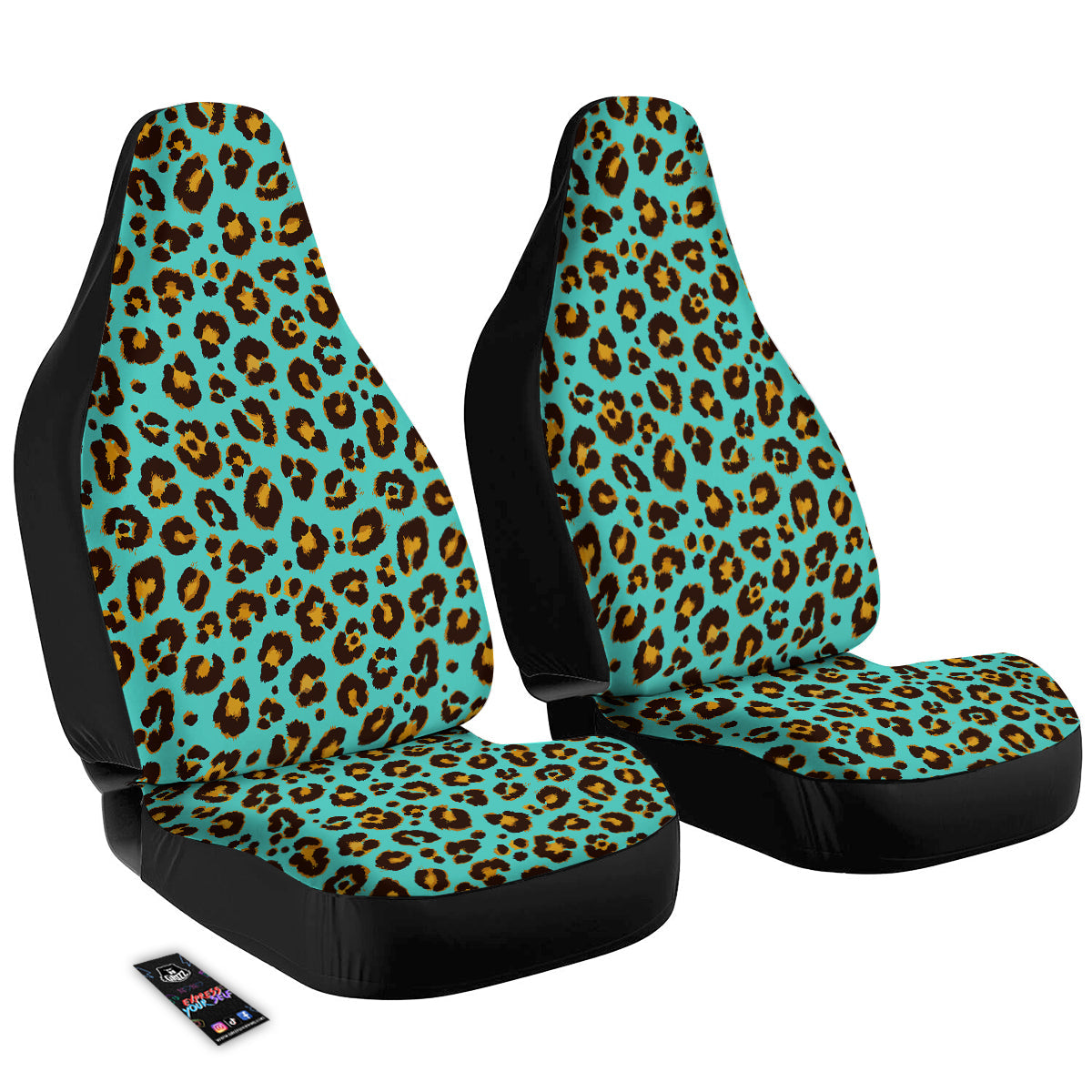 Leopard Turquoise Print Pattern Car Seat Covers-grizzshop