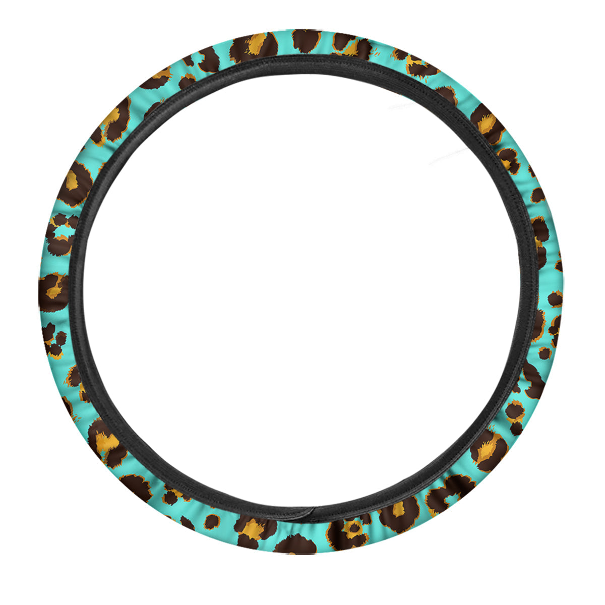 Leopard Turquoise Print Pattern Car Steering Wheel Cover-grizzshop