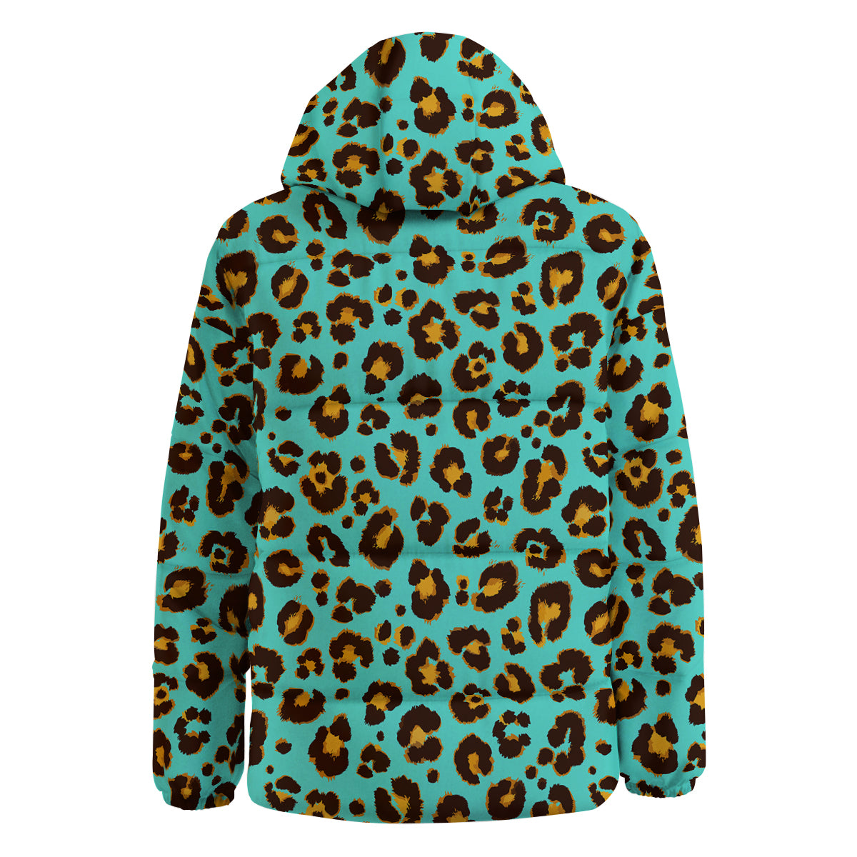 Leopard Turquoise Print Pattern Down Jacket-grizzshop