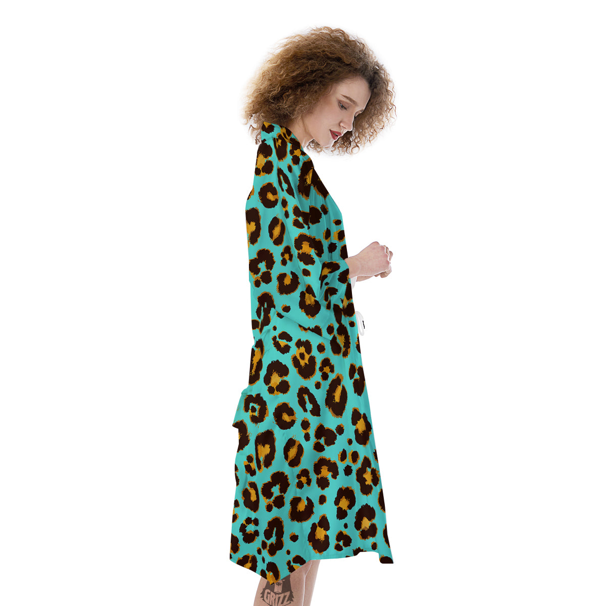 Leopard Turquoise Print Pattern Kimono-grizzshop