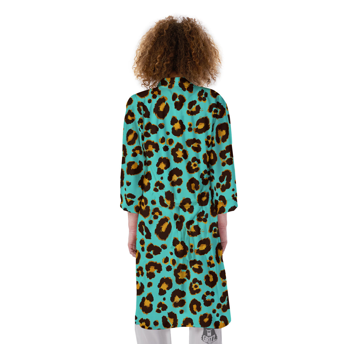 Leopard Turquoise Print Pattern Kimono-grizzshop