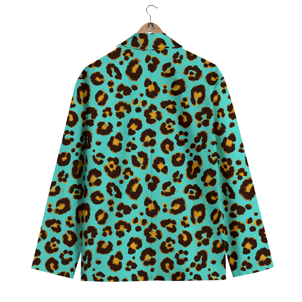 Leopard Turquoise Print Pattern Men's Blazer-grizzshop