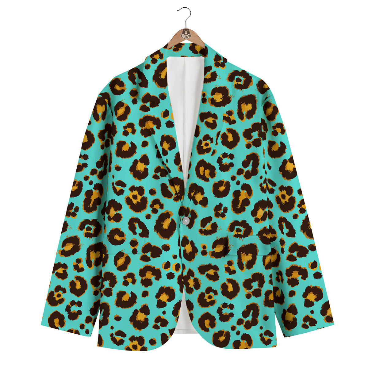 Leopard Turquoise Print Pattern Men's Blazer-grizzshop