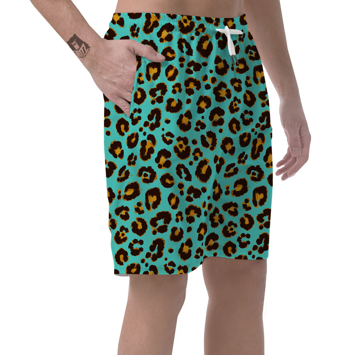 Leopard Turquoise Print Pattern Men's Shorts-grizzshop