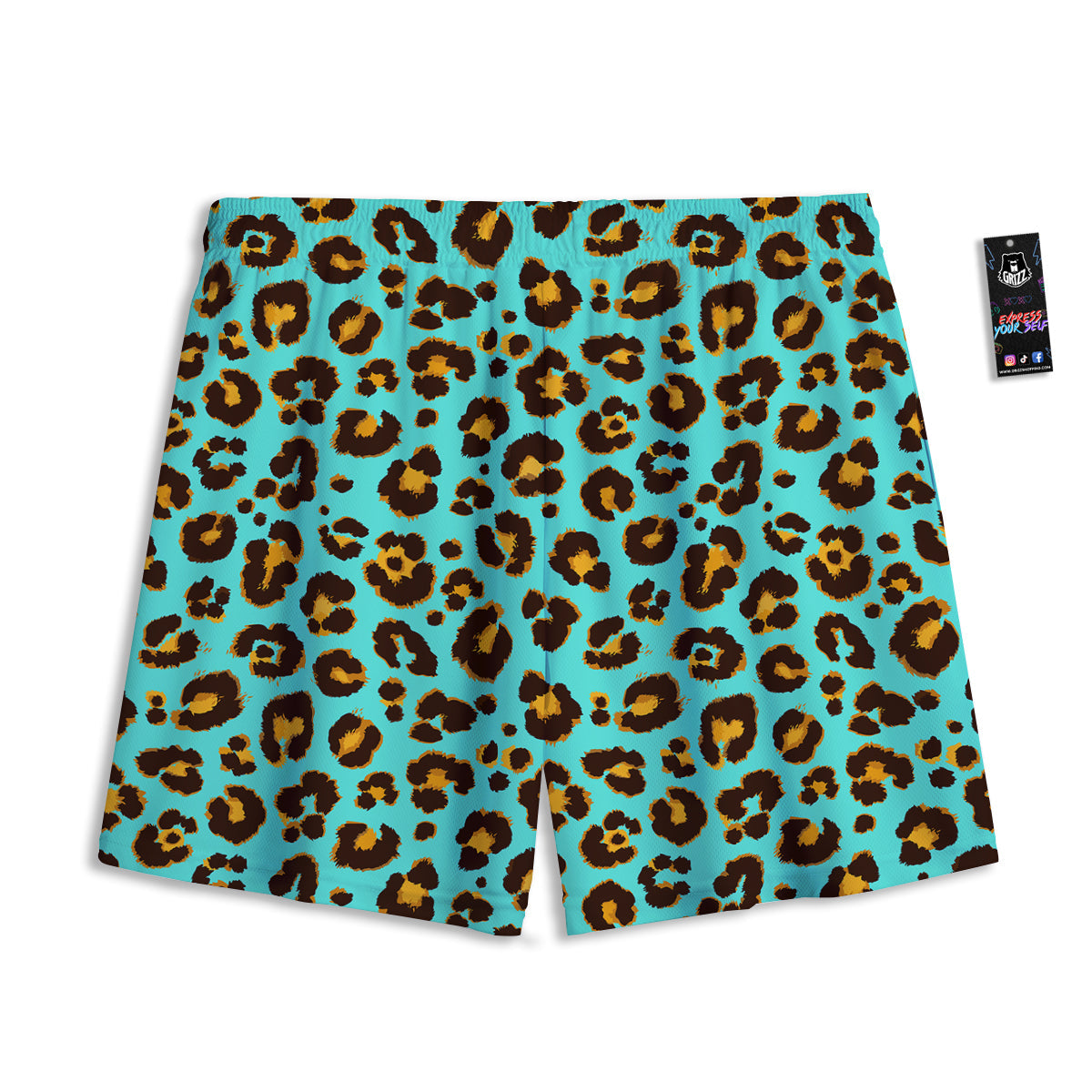 Leopard Turquoise Print Pattern Mesh Shorts
