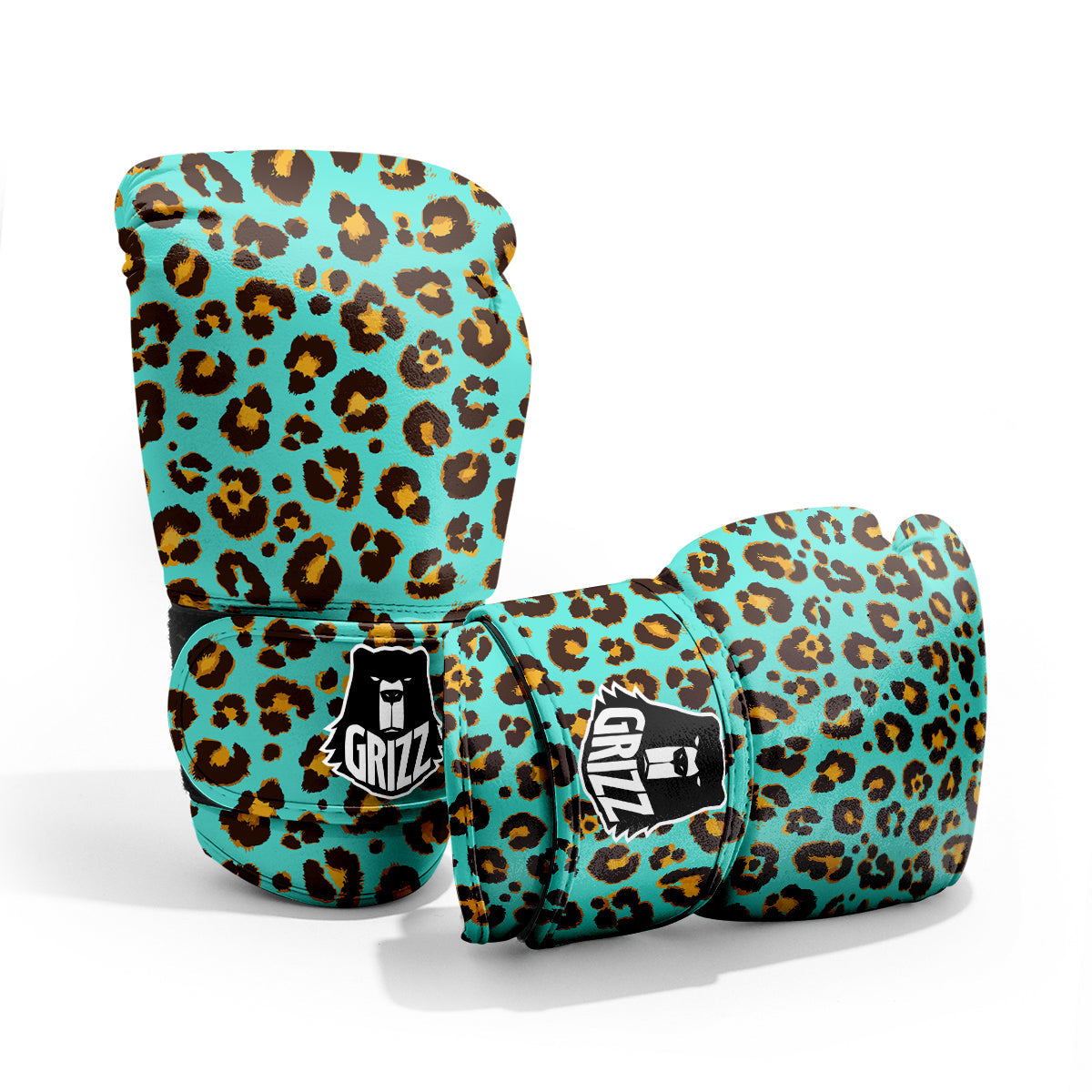 Leopard Turquoise Print Pattern Pro Boxing Glove