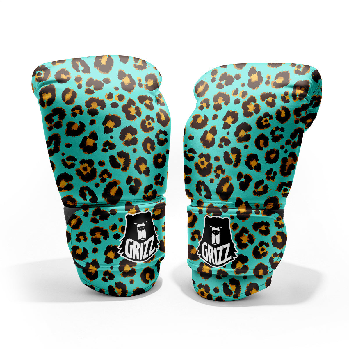 Leopard Turquoise Print Pattern Pro Boxing Glove