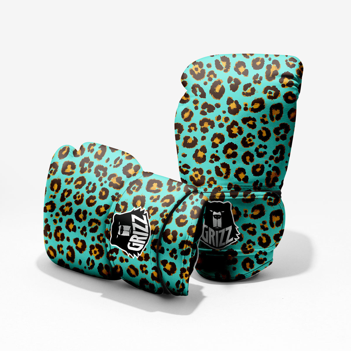 Leopard Turquoise Print Pattern Pro Boxing Glove