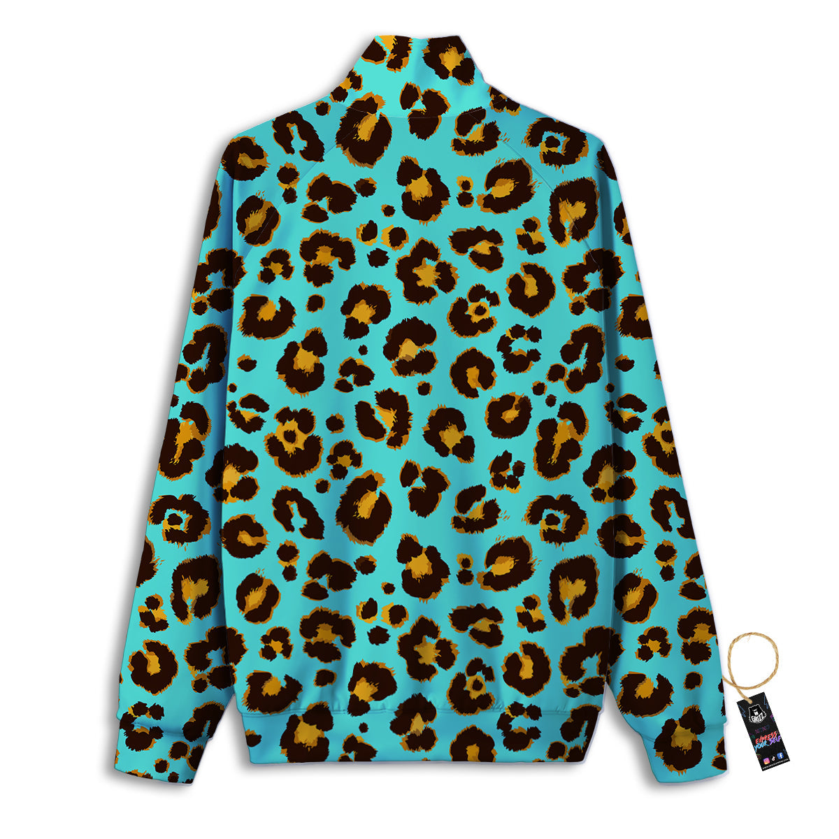 Leopard Turquoise Print Pattern Track Jacket-grizzshop