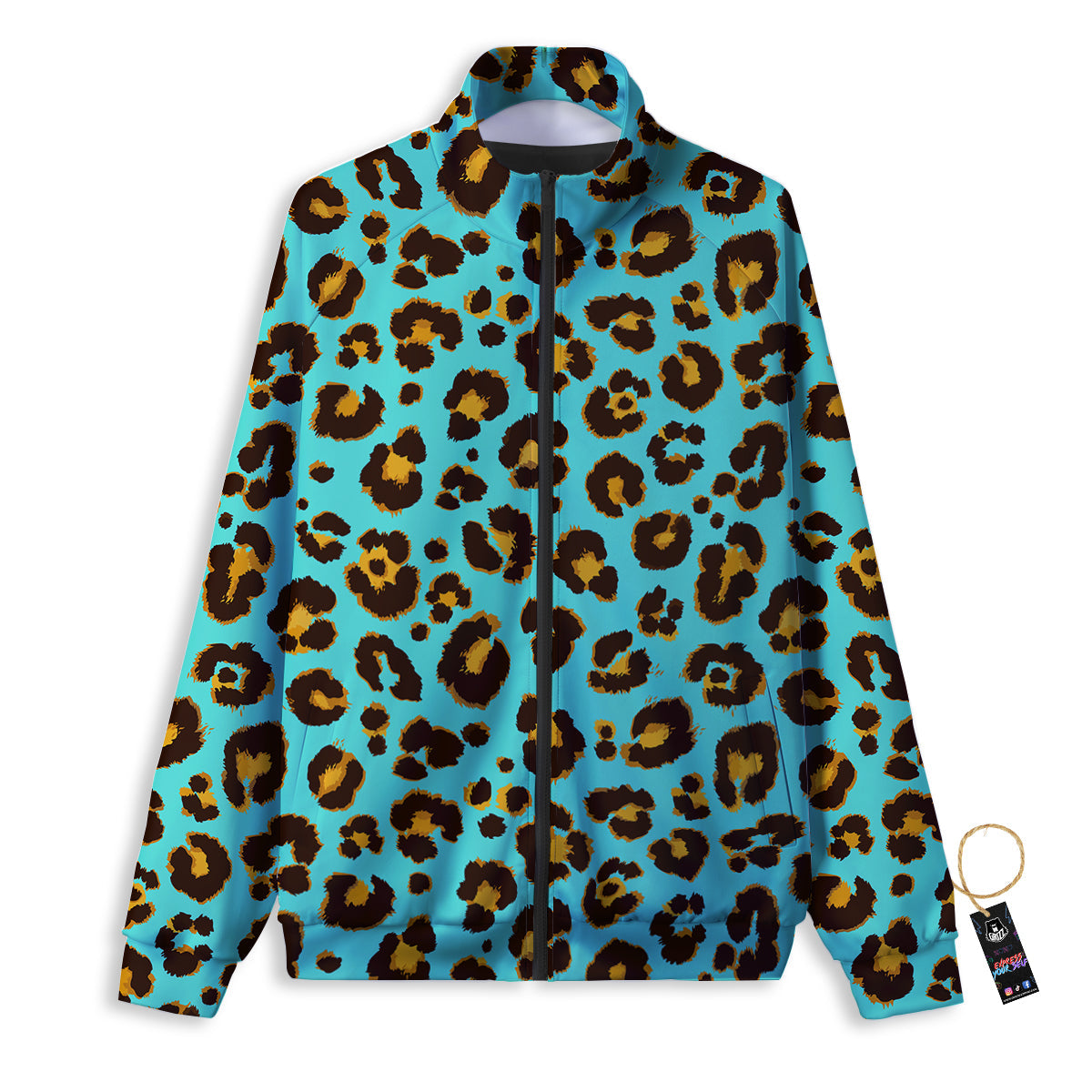 Leopard Turquoise Print Pattern Track Jacket-grizzshop