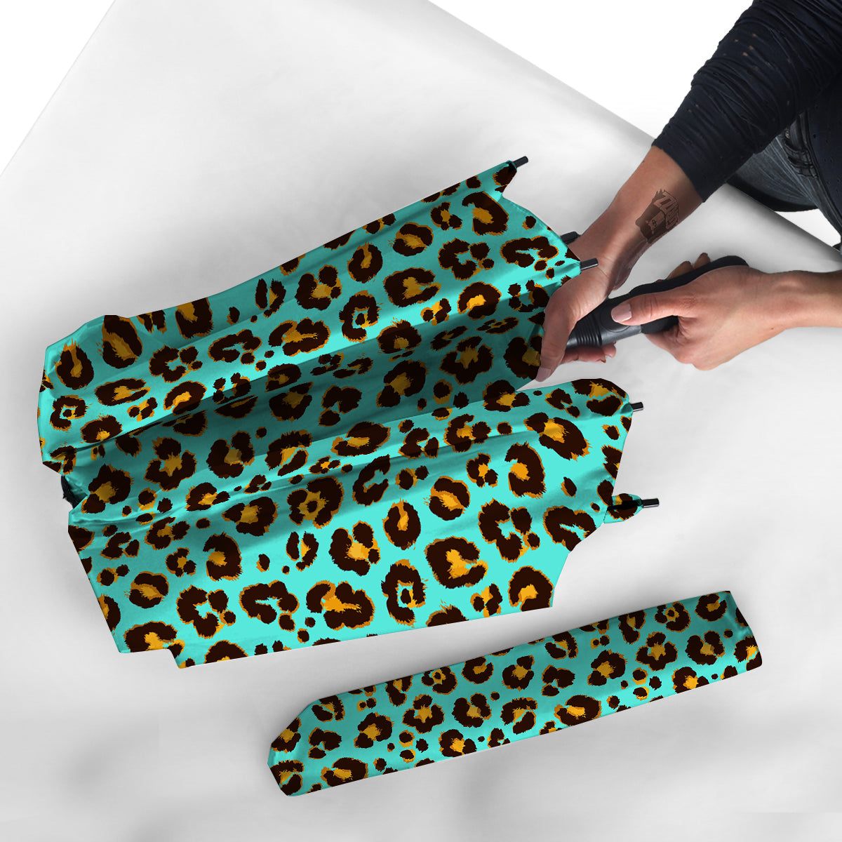 Leopard Turquoise Print Pattern Umbrella-grizzshop