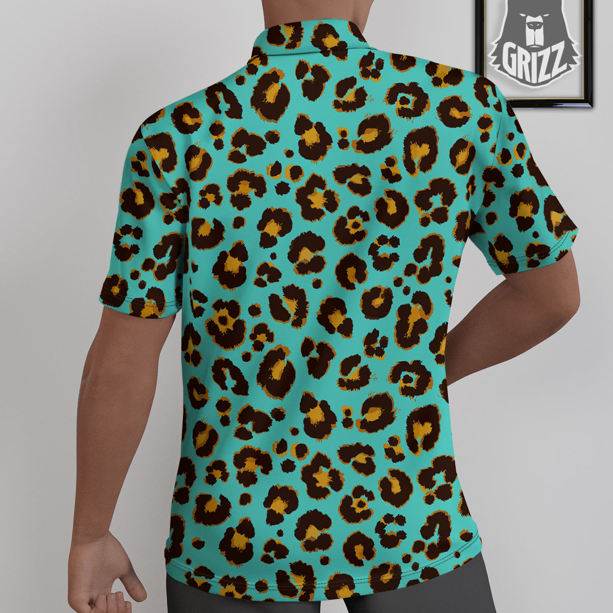 Leopard Turquoise Print Pattern Untucked Shirts-grizzshop