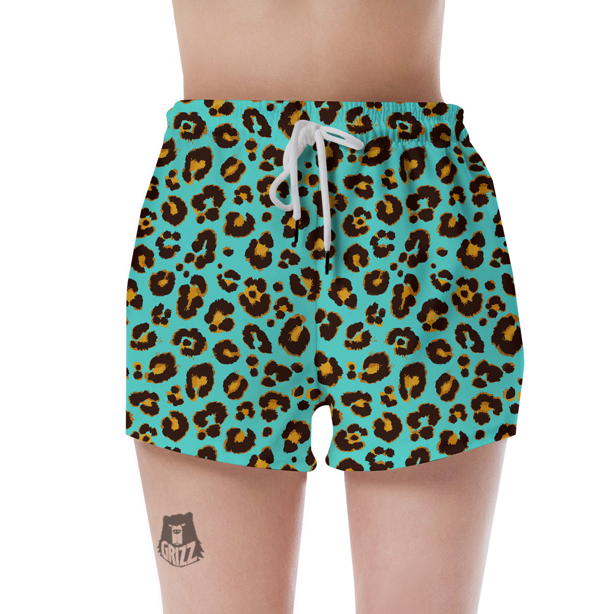 Leopard Turquoise Print Pattern Women's Shorts-grizzshop