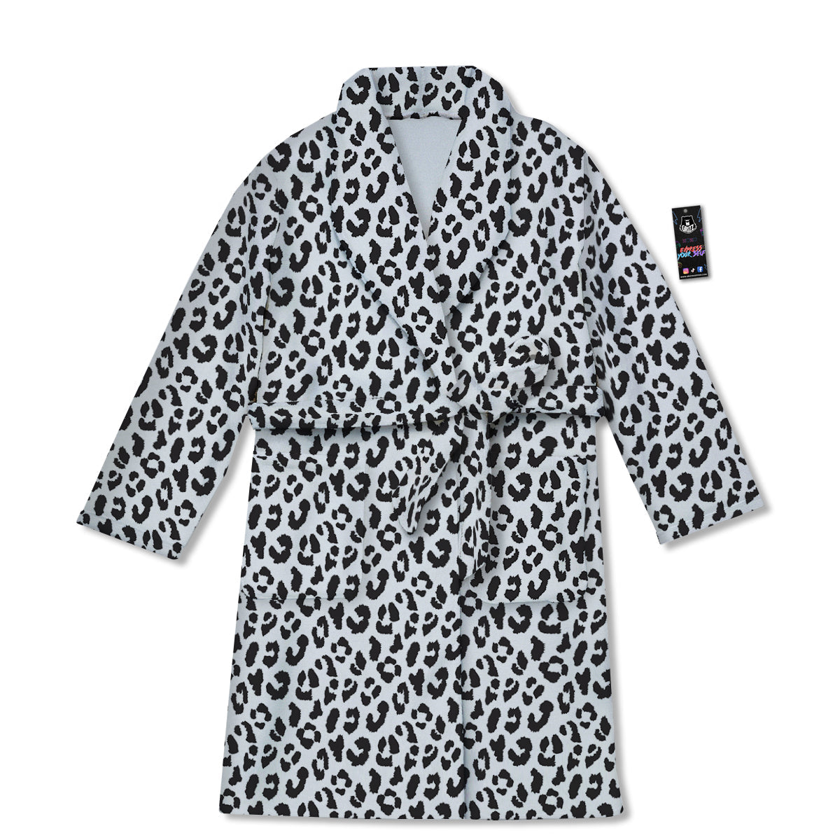 Leopard White Print Pattern Bathrobe-grizzshop
