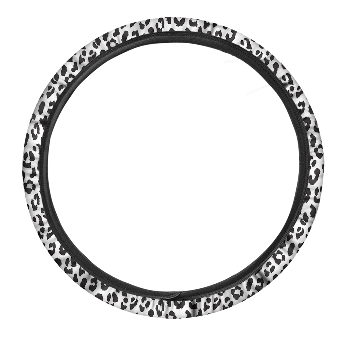 Leopard White Print Pattern Car Steering Wheel Cover-grizzshop