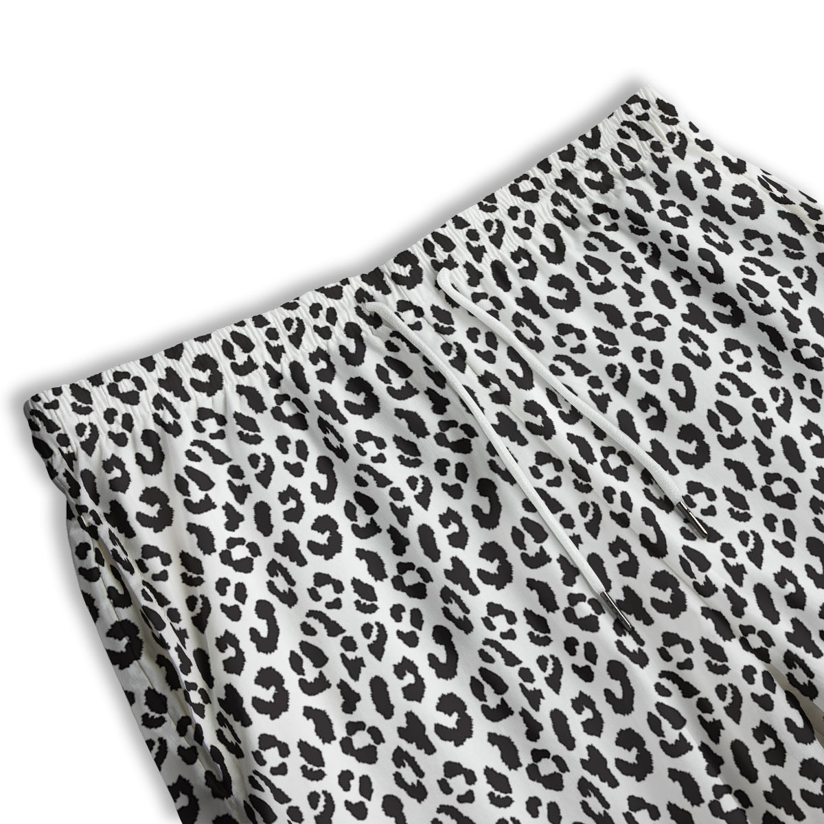 Leopard White Print Pattern Men's Athletic Shorts