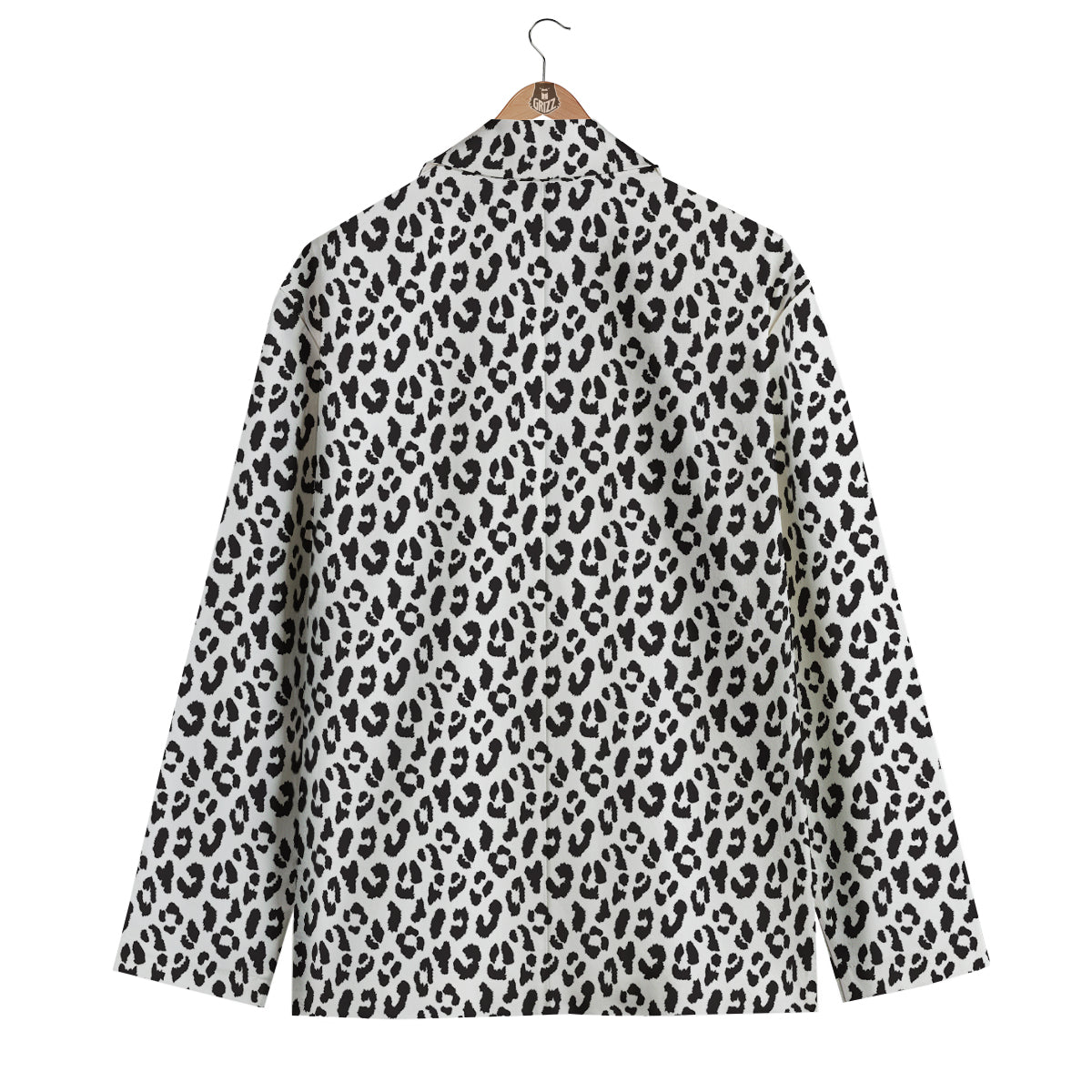 Leopard White Print Pattern Men's Blazer-grizzshop