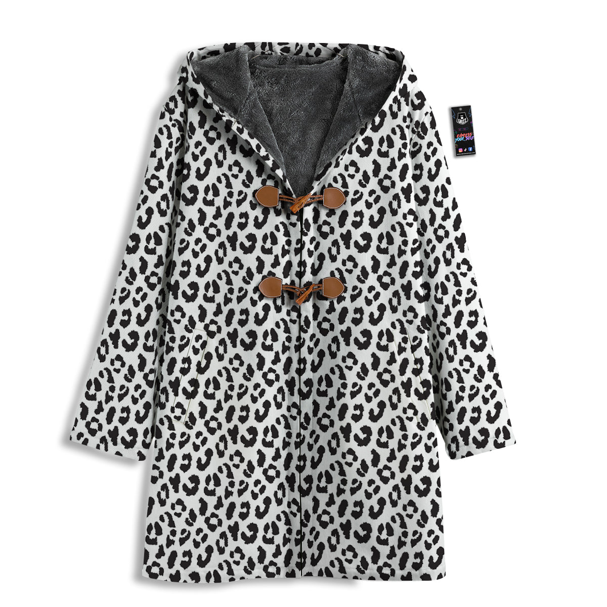 Leopard White Print Pattern Men's Windbreaker Jacket-grizzshop