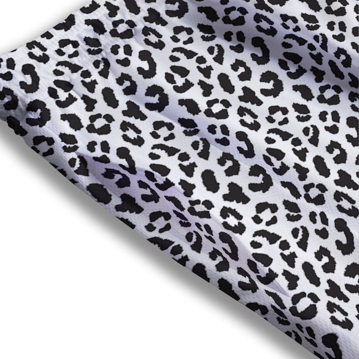 Leopard White Print Pattern Mesh Shorts
