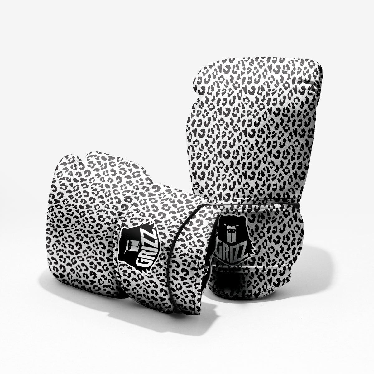 Leopard White Print Pattern Pro Boxing Glove