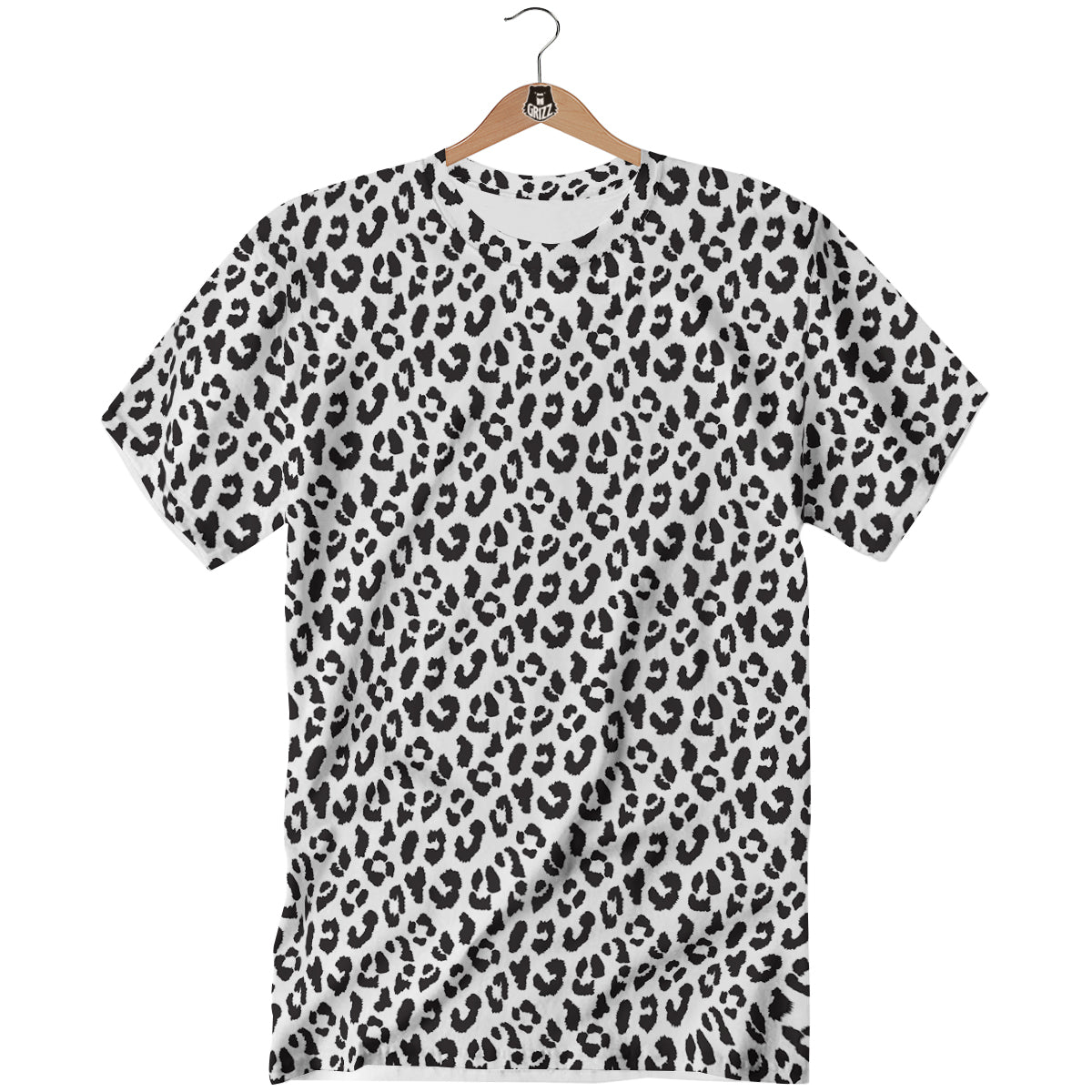Leopard White Print Pattern T-Shirt-grizzshop