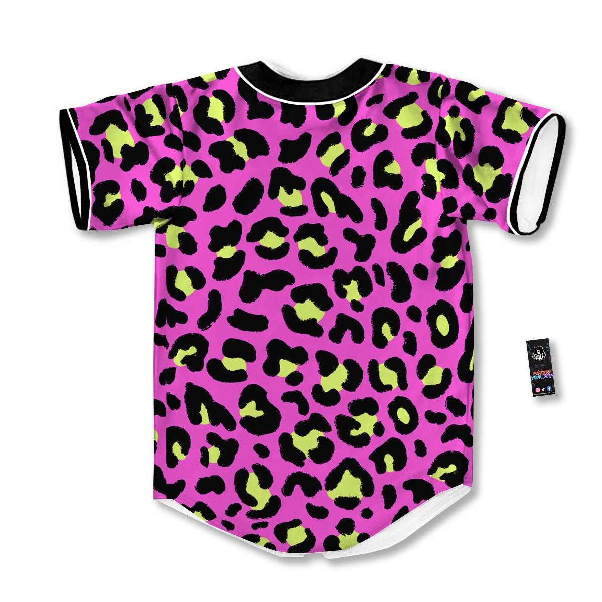 Leopard Yellow And Pink Print Baseball Jersey-grizzshop