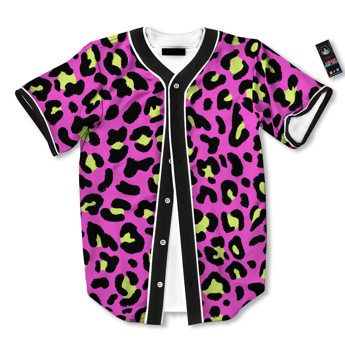 Leopard Yellow And Pink Print Baseball Jersey-grizzshop