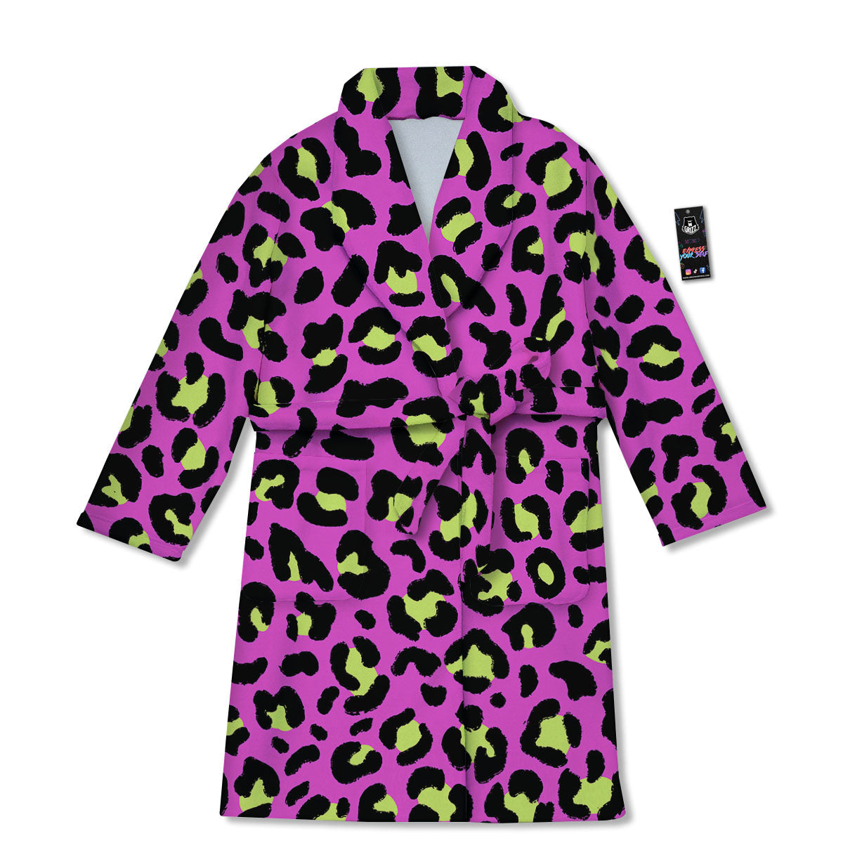 Leopard Yellow And Pink Print Bathrobe-grizzshop