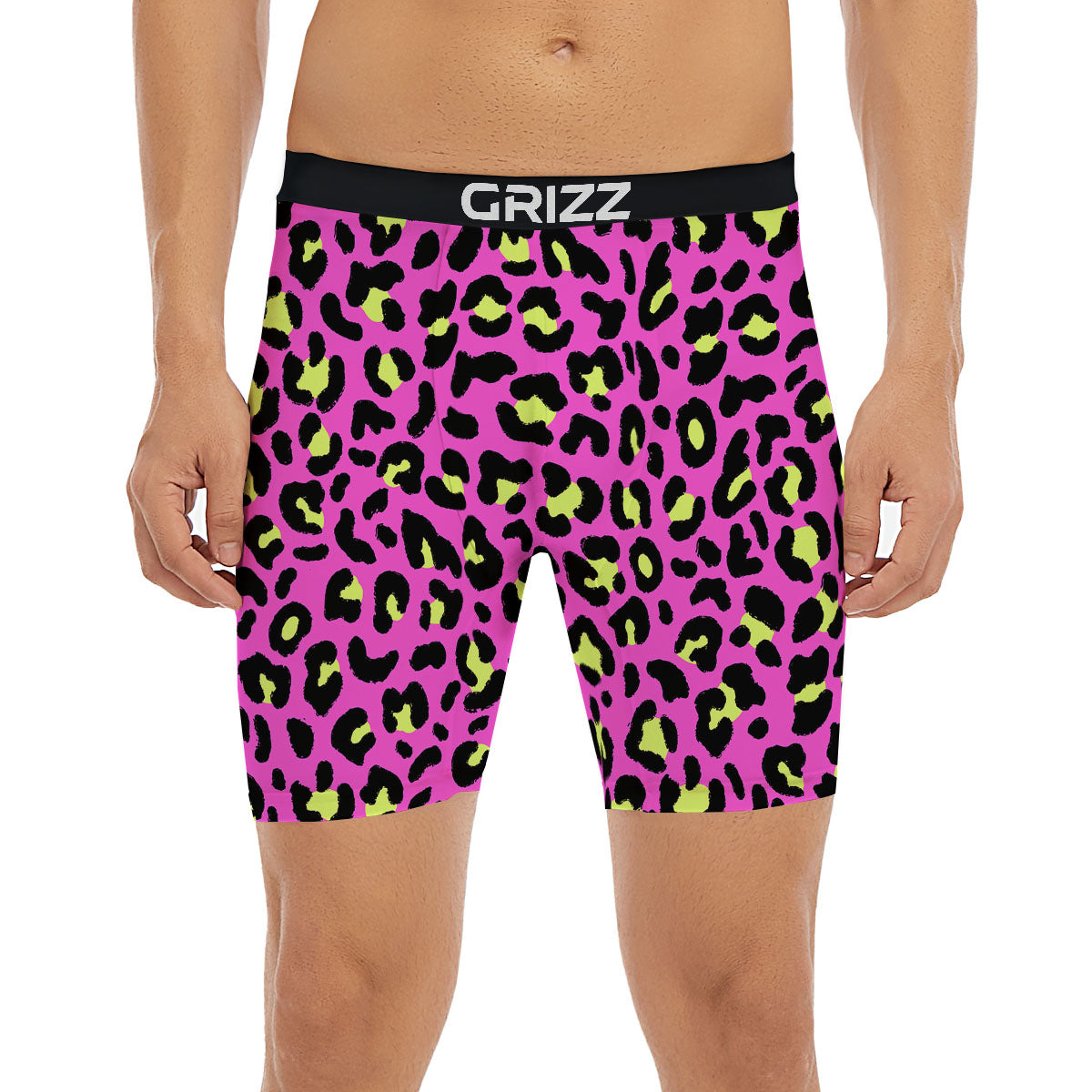 Leopard Yellow And Pink Print Boxer Briefs-grizzshop