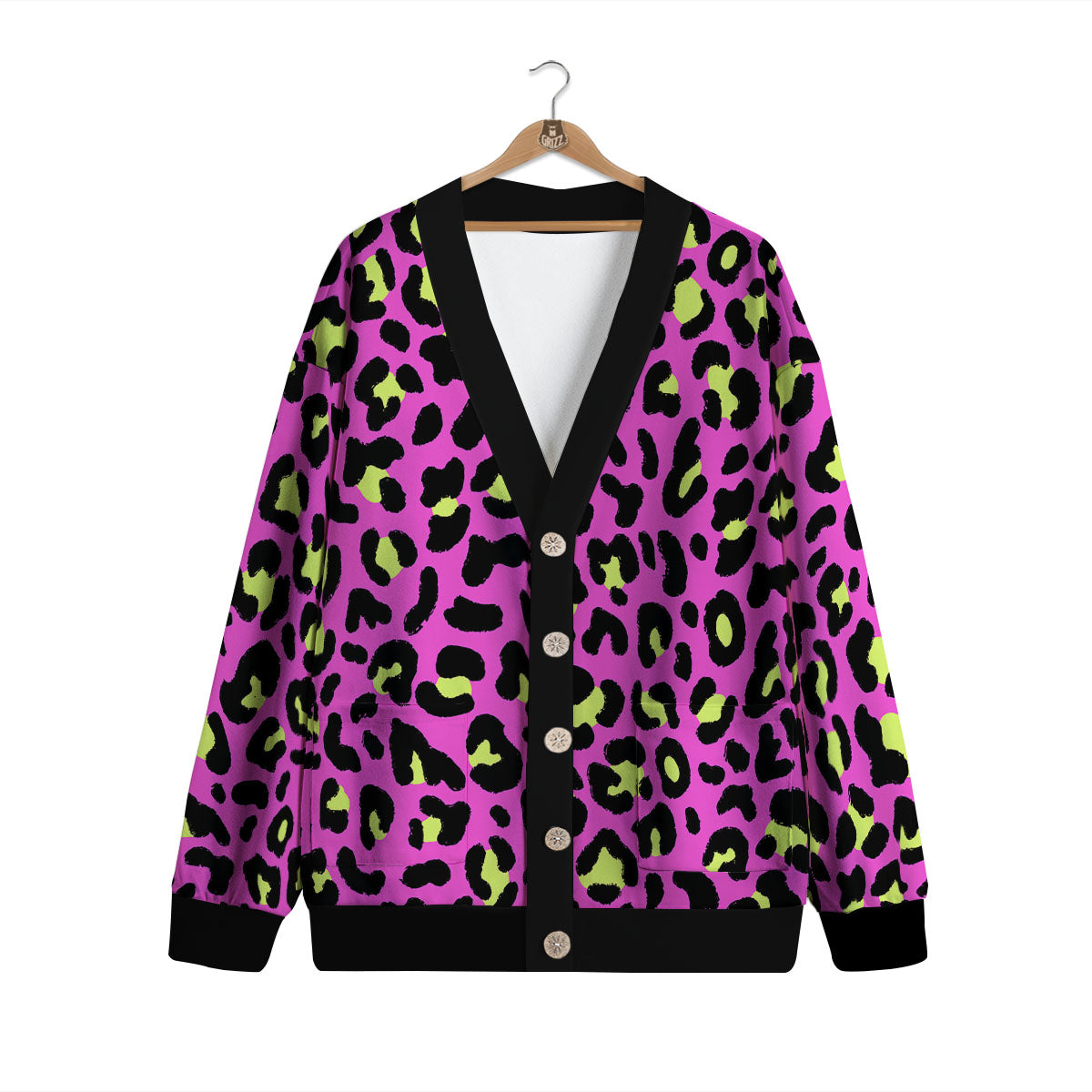 Leopard Yellow And Pink Print Cardigan-grizzshop
