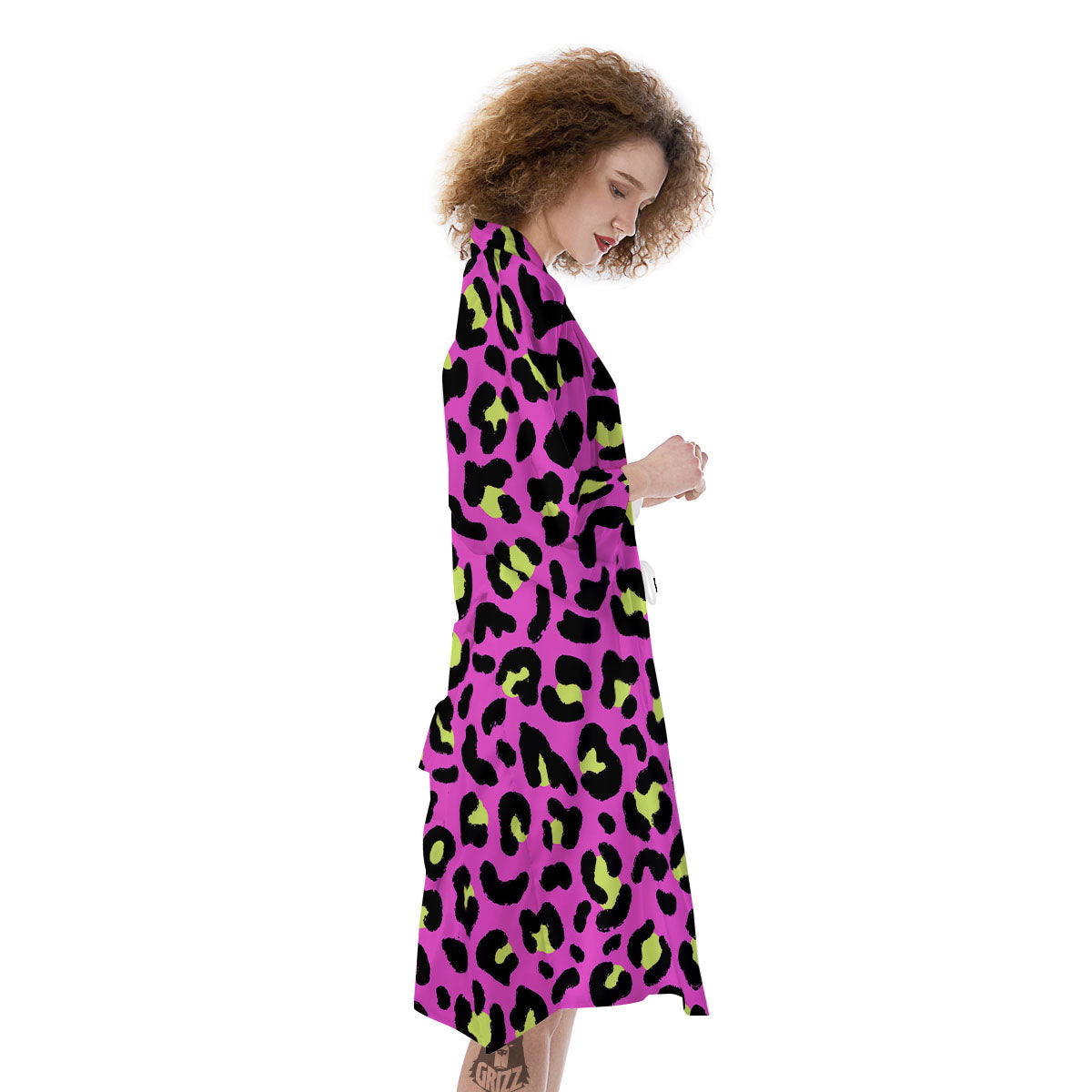 Leopard Yellow And Pink Print Kimono-grizzshop