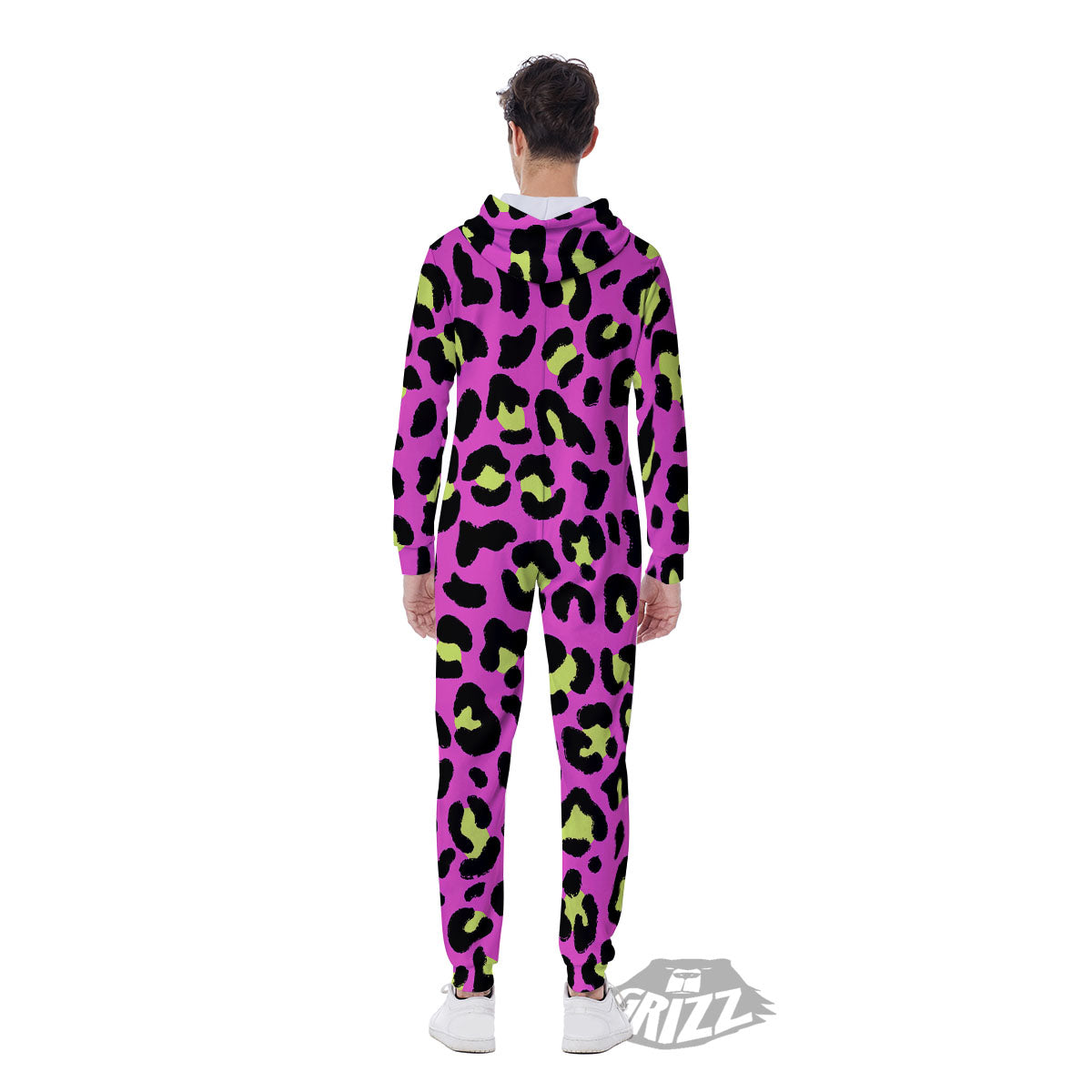 Leopard Yellow And Pink Print Men's Jumpsuit-grizzshop