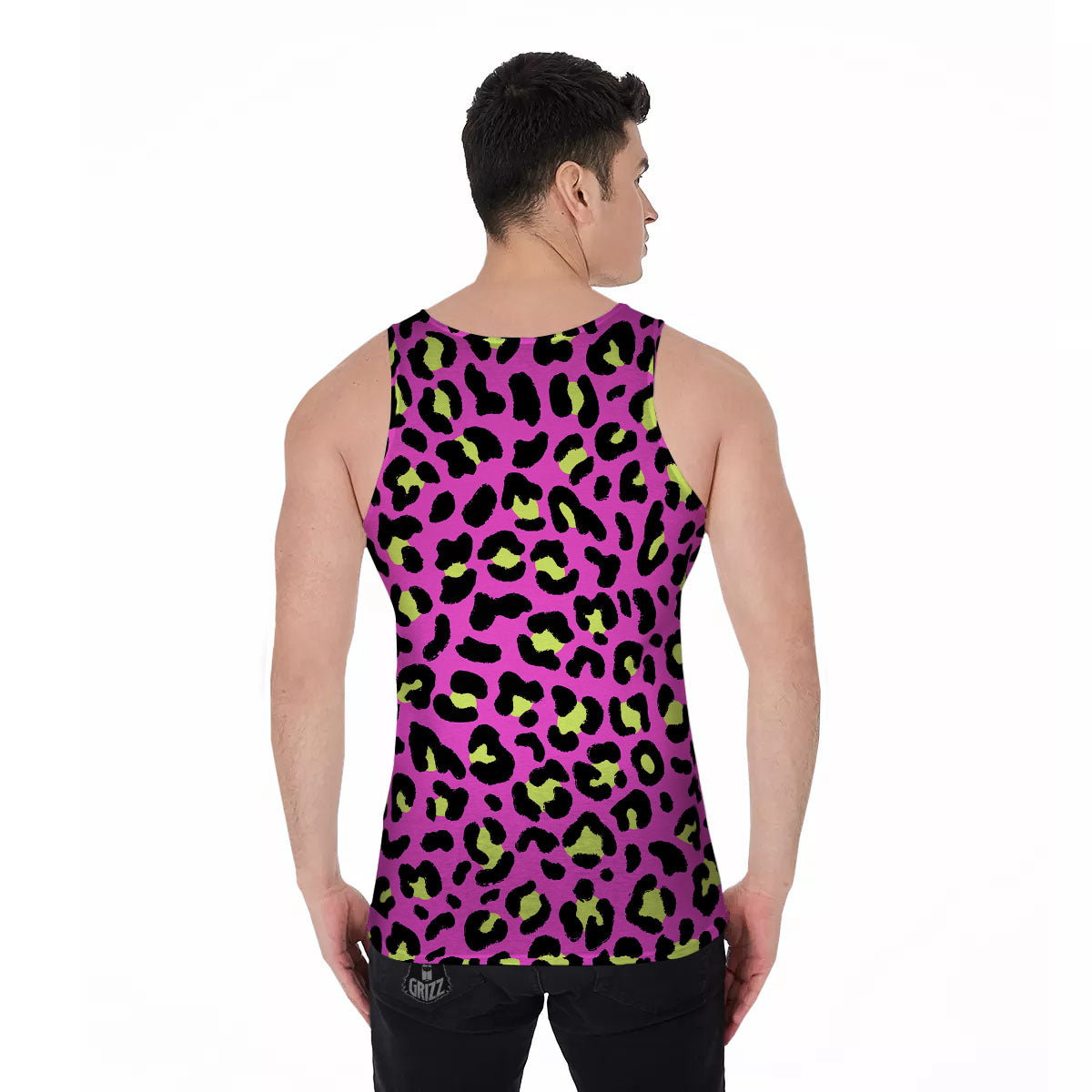 Leopard Yellow And Pink Print Men's Tank Top-grizzshop