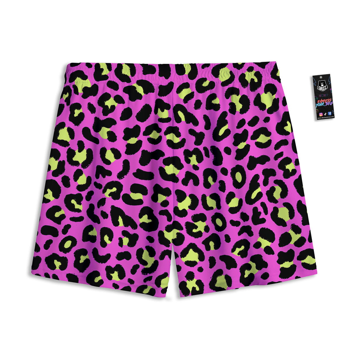 Leopard Yellow And Pink Print Mesh Shorts