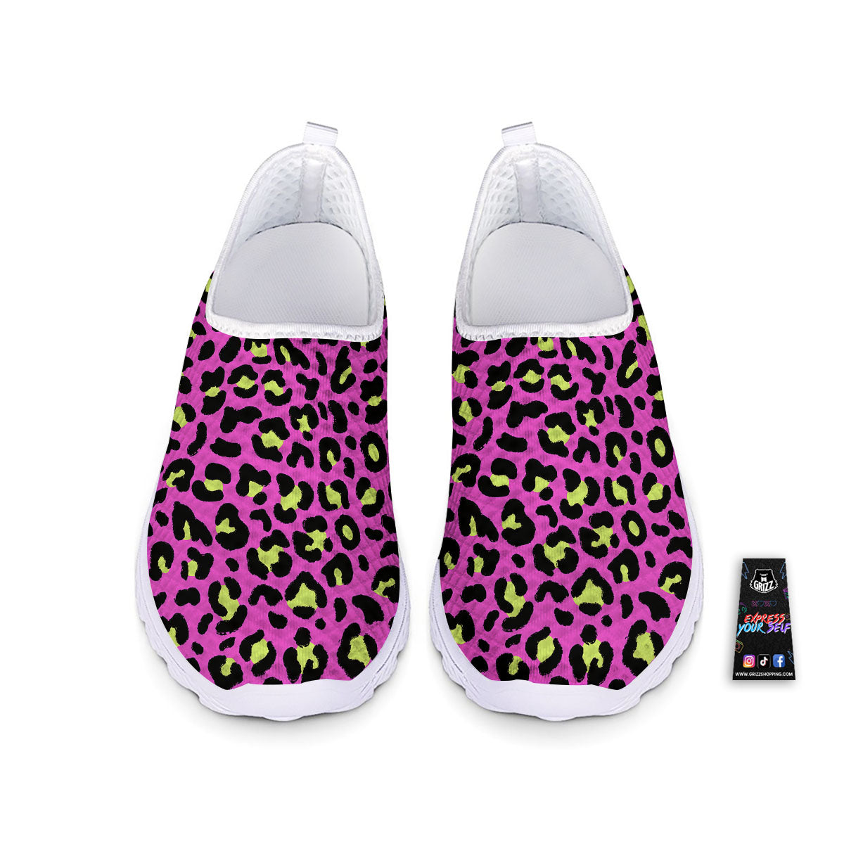 Leopard Yellow And Pink Print Nurse Shoes-grizzshop