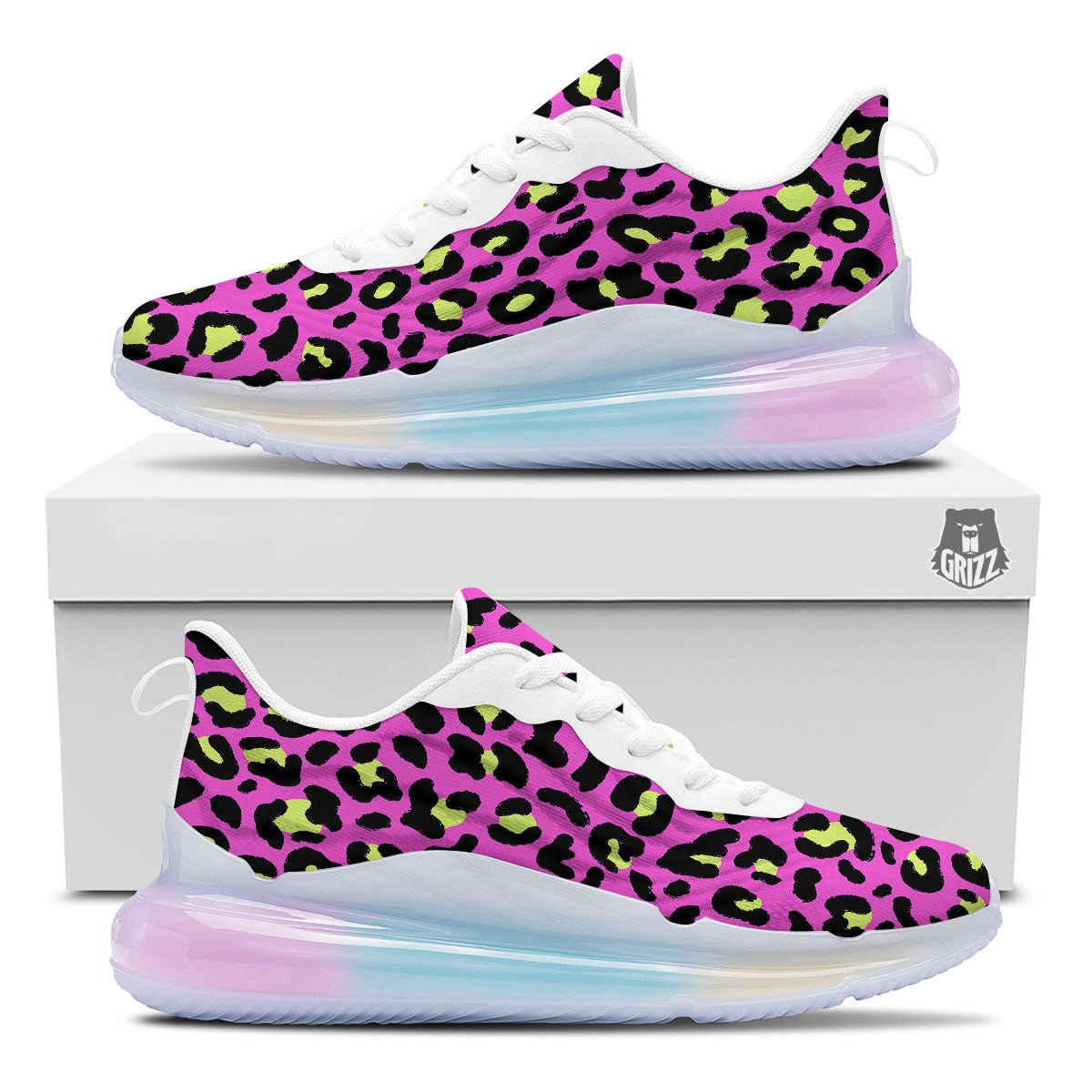 Leopard Yellow And Pink Print Running Sneakers-grizzshop