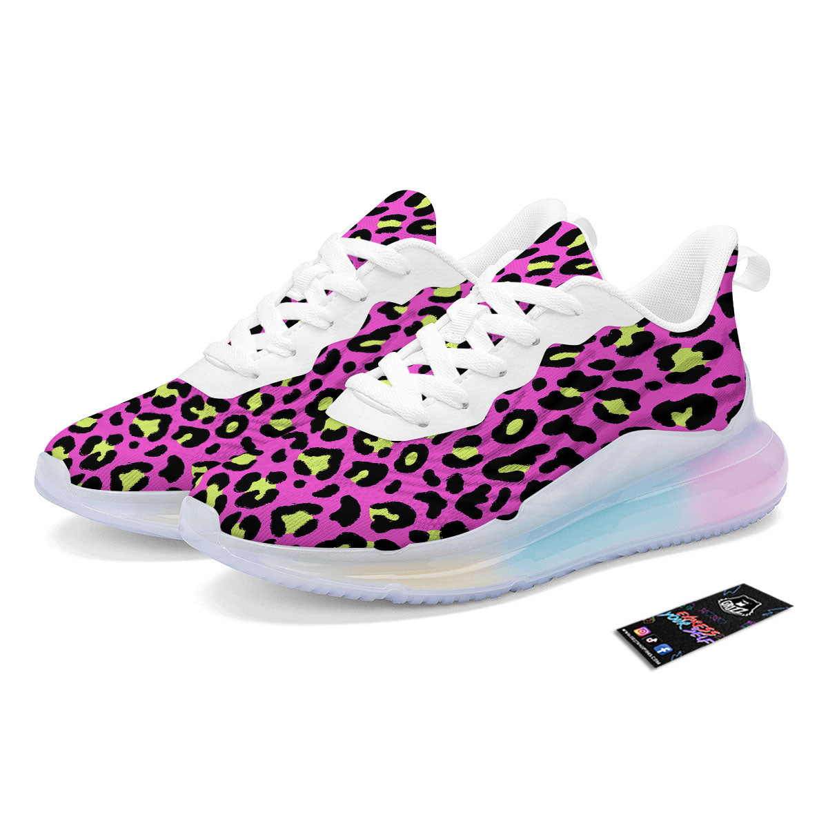 Leopard Yellow And Pink Print Running Sneakers-grizzshop