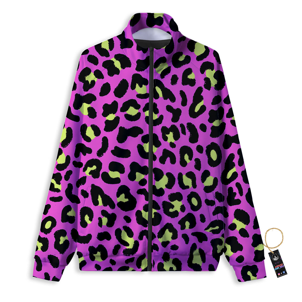 Leopard Yellow And Pink Print Track Jacket-grizzshop