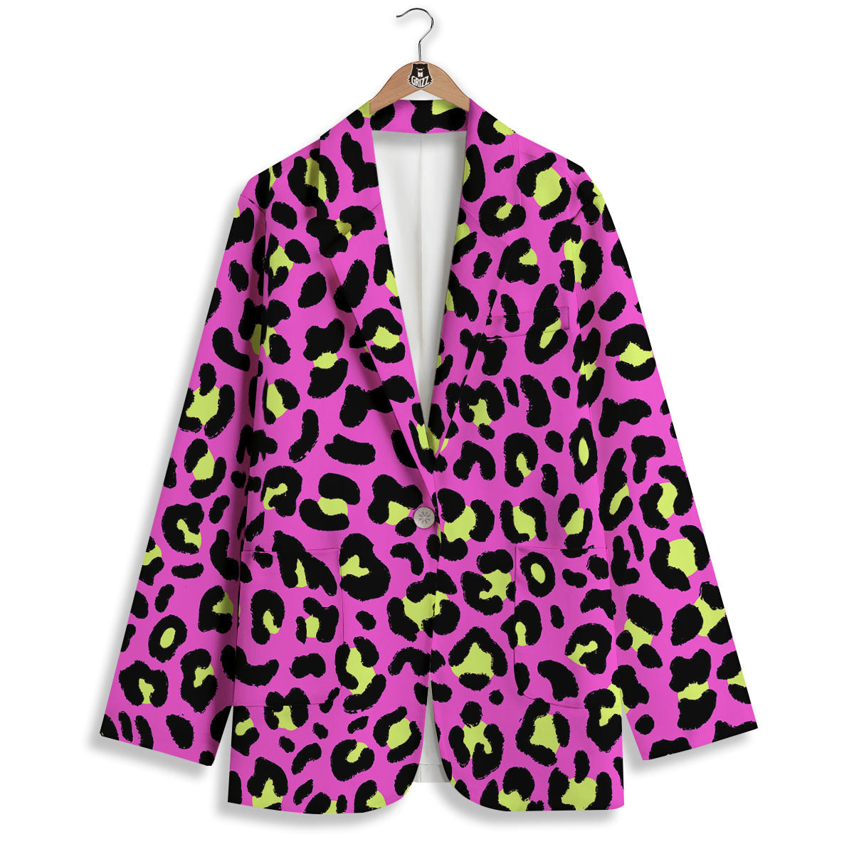 Leopard Yellow And Pink Print Women's Blazer-grizzshop