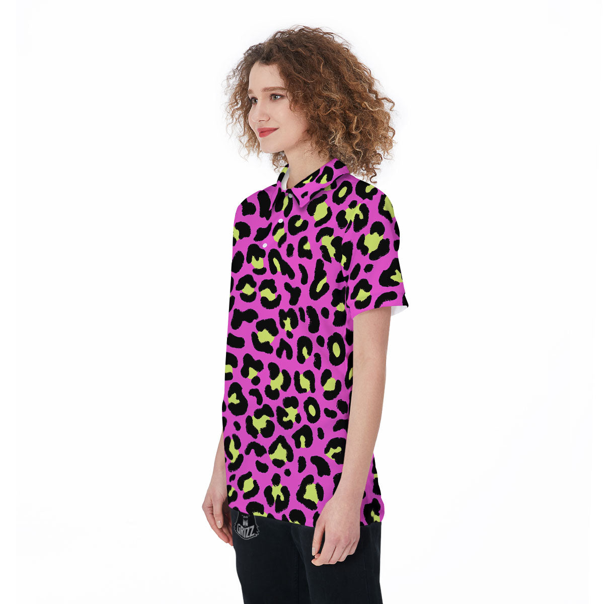 Leopard Yellow And Pink Print Women's Golf Shirts-grizzshop