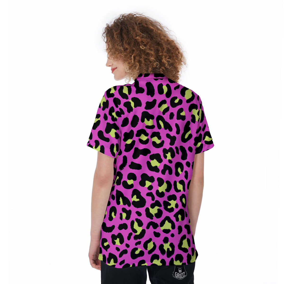 Leopard Yellow And Pink Print Women's Golf Shirts-grizzshop