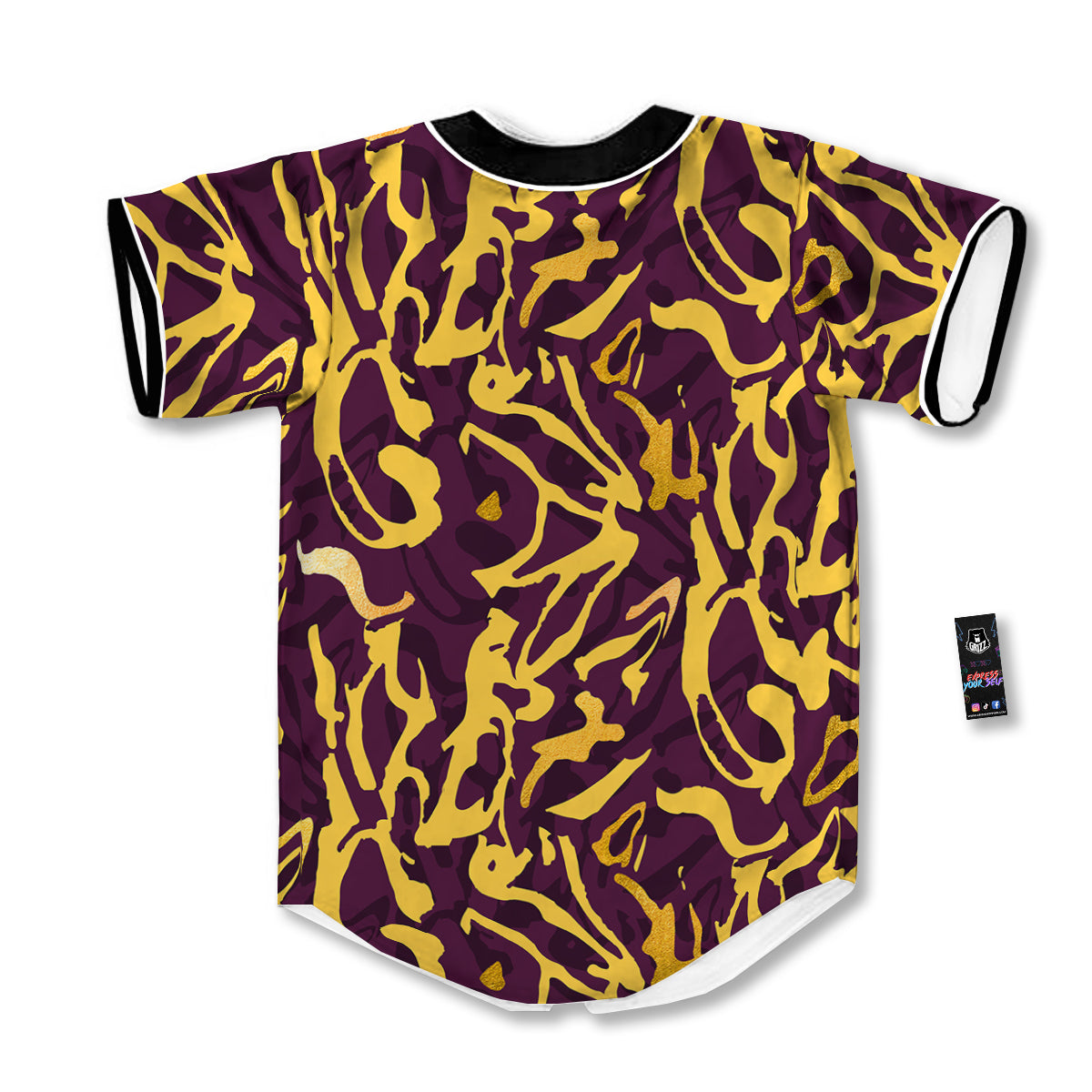 Leopard Yellow And Purple Print Pattern Baseball Jersey-grizzshop