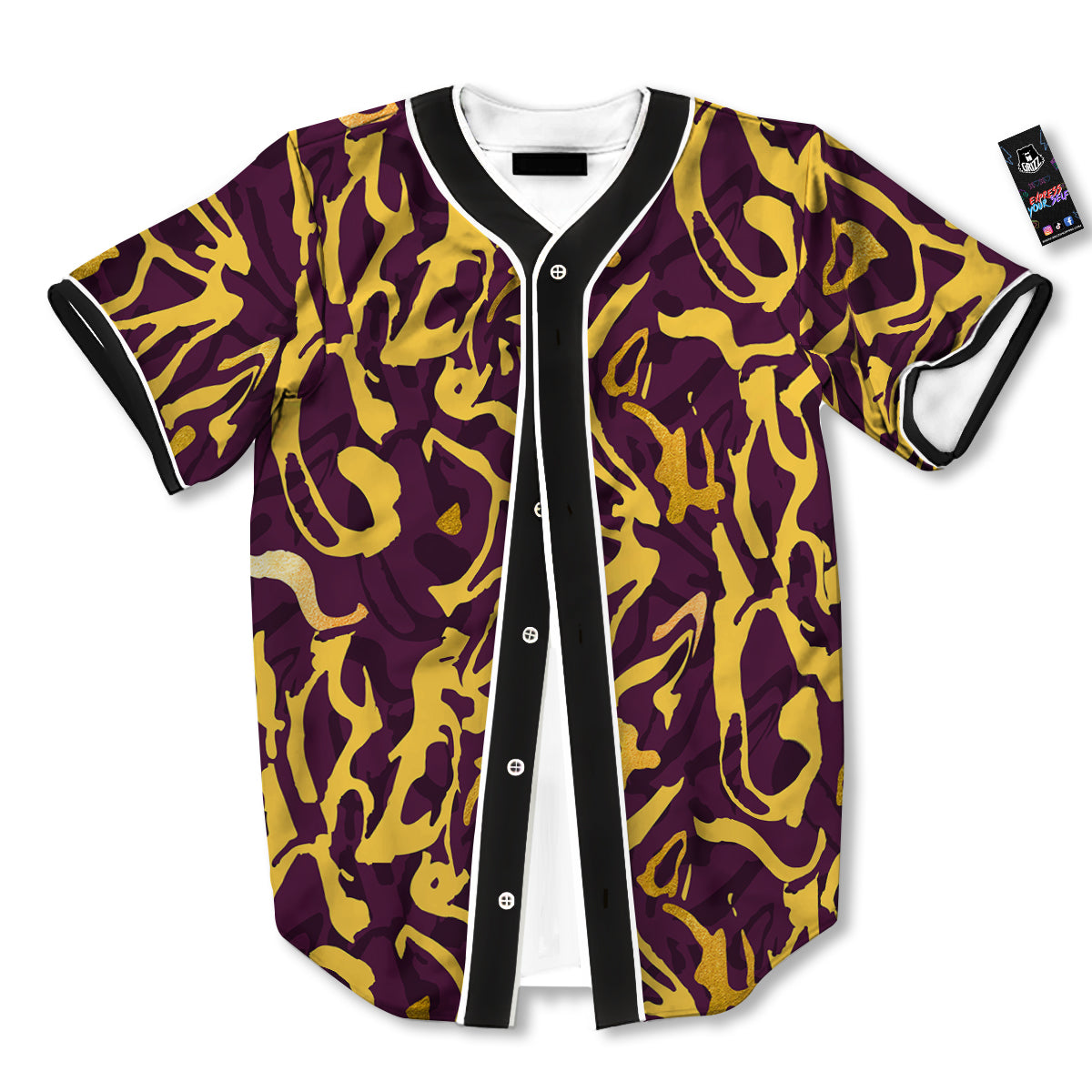 Leopard Yellow And Purple Print Pattern Baseball Jersey-grizzshop
