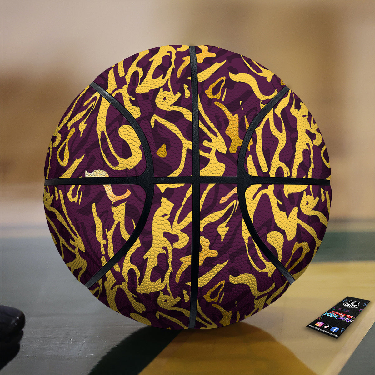 Leopard Yellow And Purple Print Pattern Basketball