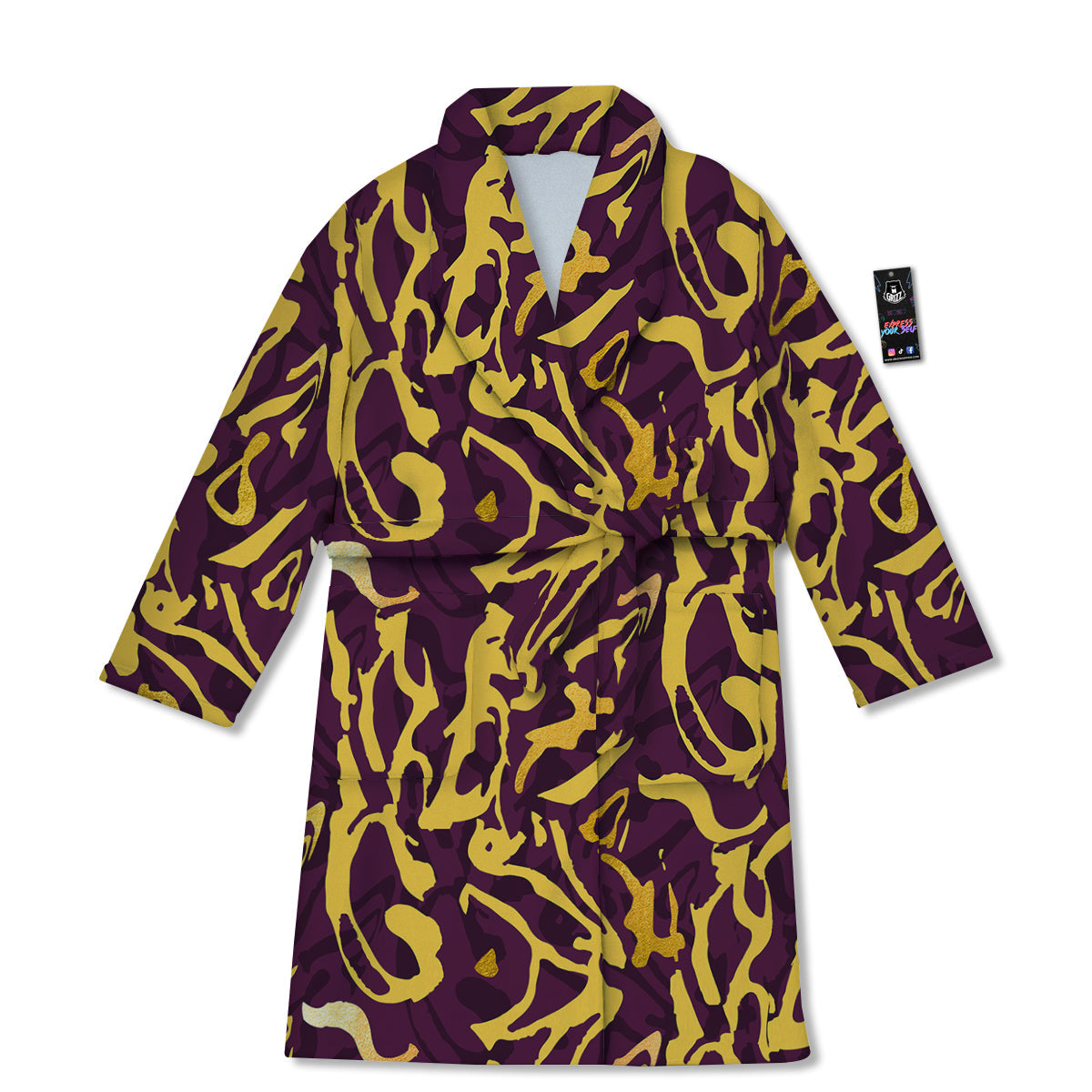 Leopard Yellow And Purple Print Pattern Bathrobe-grizzshop